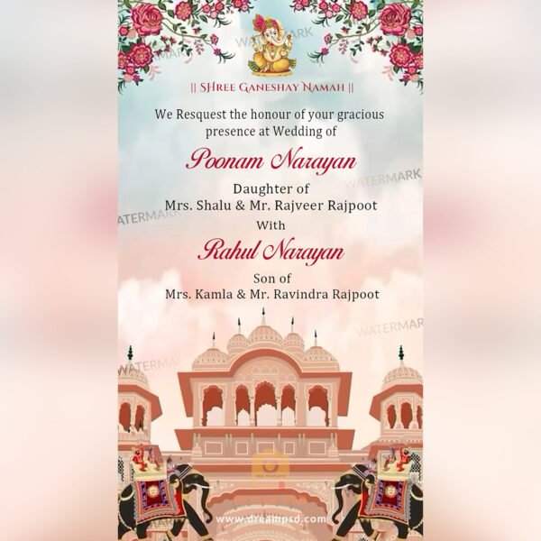 Rajasthani Theme Wedding Invitation EH-395 - Image 3