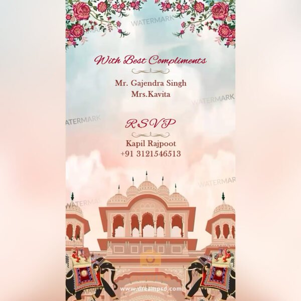 Rajasthani Theme Wedding Invitation EH-395 - Image 6