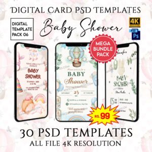 Baby Shower Digital Card PSD Templates