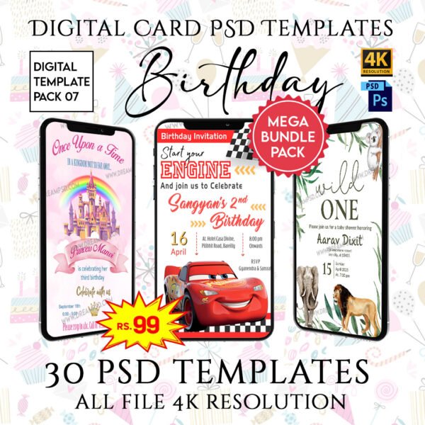 Birthday Digital Card PSD Templates