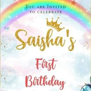 Unicorn Theme Birthday Invitation EH-235