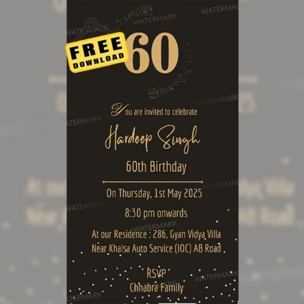60th birthday Invitation EH-485