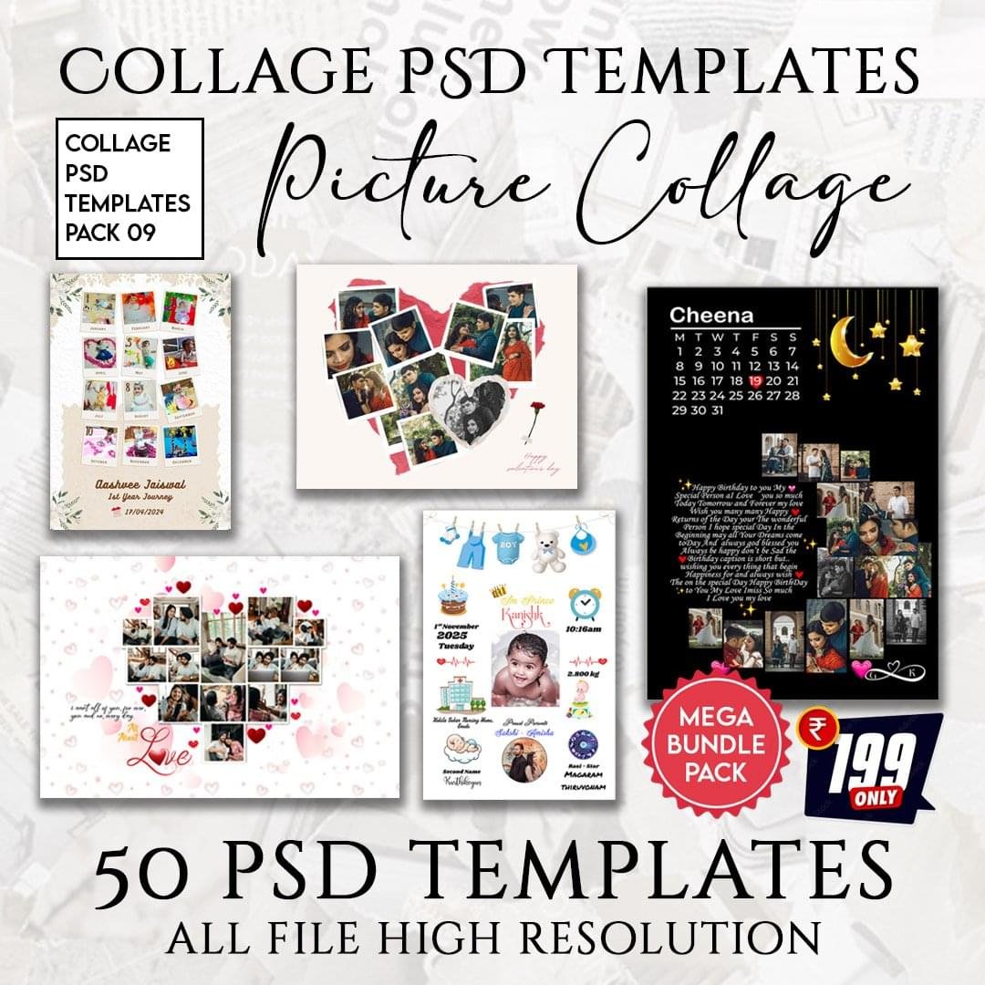 create beautiful Picture Collage with our pre made Picture Collage PSD